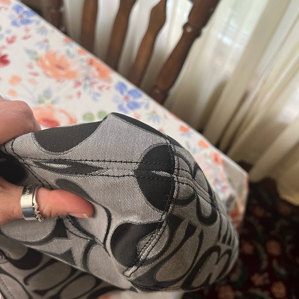 Like New Coach Black Signature Print Purple Interior Shoulder Bag - Picture 15 of 15